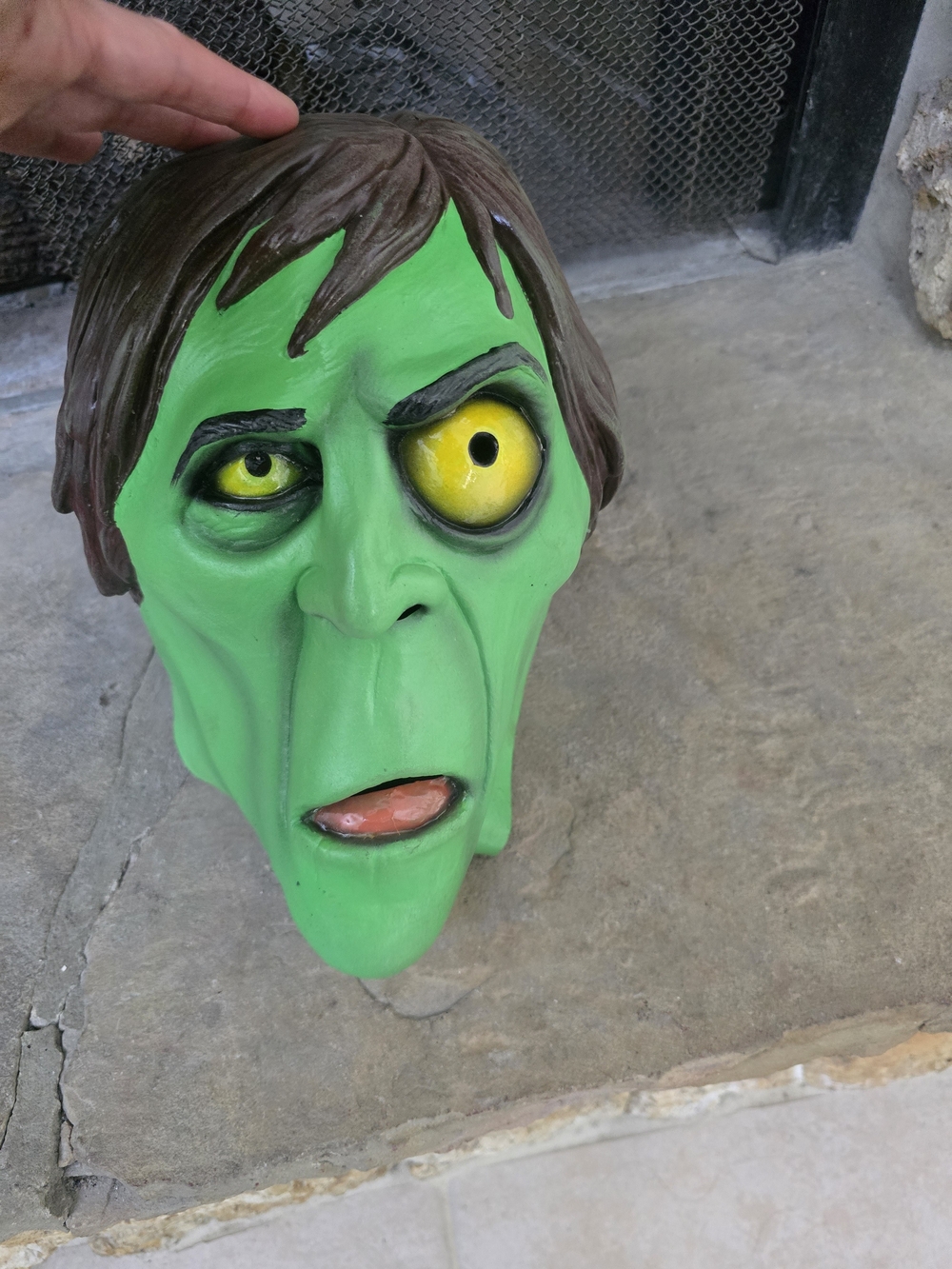 Green Halloween Mask Wall Accent - Festive Spooky Face